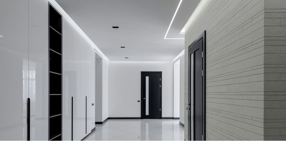 A modern house with white walls