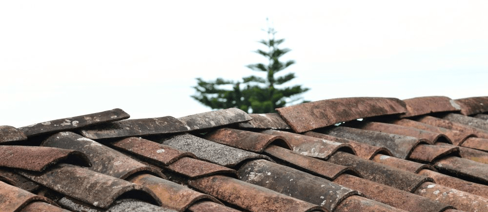 An old roof under the sky