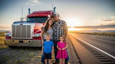 Two truck drivers talking