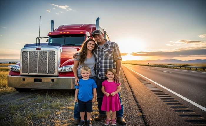 Two truck drivers talking