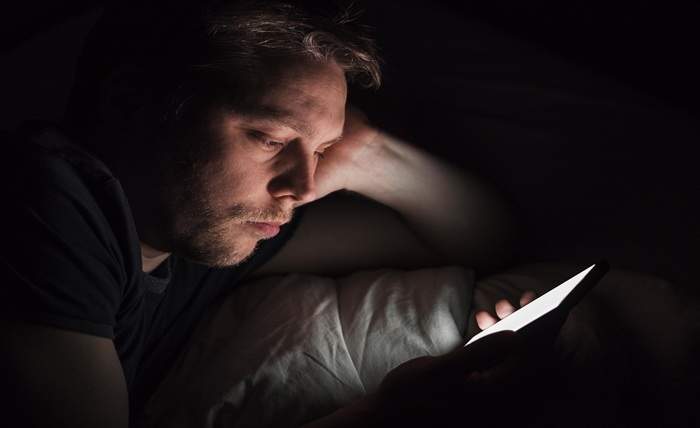 front view late phone bad habit concept